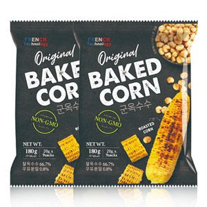 구운 옥수수 과자 찰옥수수 베이키드 콘 프로틴 10g함유 우유시즈닝 껍질제거 낱개포장 9개입, 180g, 2개