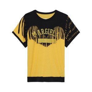 메종 마르지엘라 데콜티크 프린지 티셔츠, 블랙계열+옐로우계열, Standard S(KR 66)