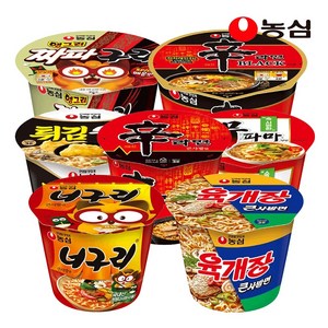 농심 큰사발 컵라면 7종 신라면+튀김우동+육개장+앵글리짜파구리+신라면블랙+무파마+너구리, 1개