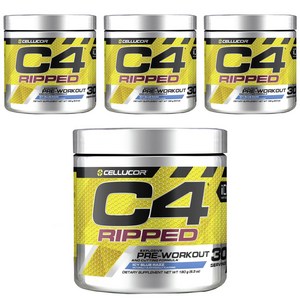 셀루코어 C4 립드 프리-워크아웃 앤 커팅 포뮬러 아이시 블루 라즈 맛, 180g, 4개