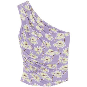 베르사체 포피 개더 원숄더 탑, 바이올렛/보라계열+옐로우계열, Italy 40(KR 55)