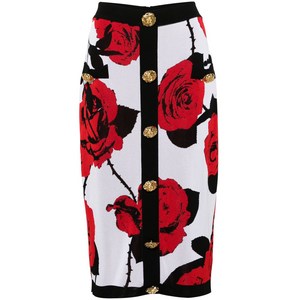 발망 플로럴 자카드 펜슬 스커트