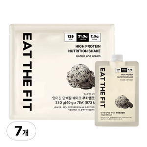 잇더핏 단백질 쉐이크 1주 플랜 쿠키앤크림맛, 40g, 7개
