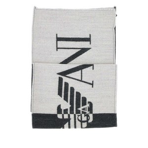 엠포리오아르마니 맥시 로고 프린지 스카프