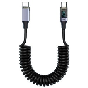 투에이비 PD 100W C to C 코일 스프링 전력량 표시 초고속 충전 케이블