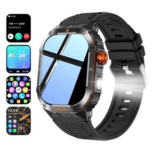 아웃도어 남성 스마트워치 2.01인치 대화면 방수 방진 충격 손전등 스포츠 모니터링용