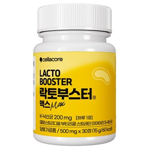 낙산균 40% 함유 셀라코어 락토부스터 맥스 500mg 낙산균 유산균 프로바이오틱스, 30정, 1박스