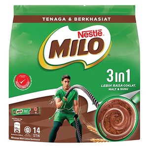 MILO 3 인 1 밀크초콜릿 코코아 파우더, 33g, 14개입, 1개
