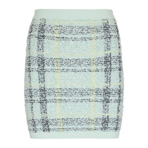 발망 미니 글리터 플레이드 트위드 스커트, 그린계열+블랙계열, France 34(KR 55)