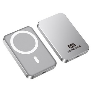 SUNRIVER 초경량 맥세이프 보조배터리 5000mAh 울트라 슬림 9mm 티타늄 합금 바디 PD22.5W QC3.0 고속충전+C타입 케이블