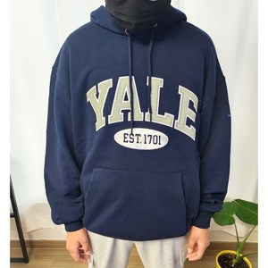 [매장정품] 예일 YALE 투톤 아치 오버핏 후드 네이비 커플티 캐주얼 학생 직장인 데일리룩