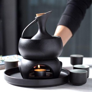 사케잔 일본식 고량 나무잔 술잔 매력적인 히노키 찻잔 고양이 도쿠리 기본형(주전자+컵)