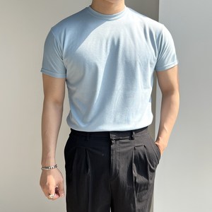 남자 여름 머슬핏 기본핏 부드러운 무지 분또 면 라운드 반팔 티셔츠
