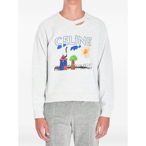 셀린느 래글런 소매 프린트 스웨트셔츠, 그레이계열, L(KR 105)