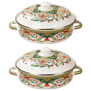 Eabei 에나멜 엔틱 양수냄비, 혼합색상, 26cm, 2개