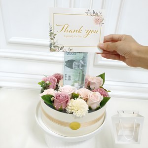 러블리팜 조화 비누꽃 반전 용돈 케이크, 핑크, 1개