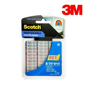 3M 스카치 재접착 양면 테이프 1.27cm X 1.27cm 72개