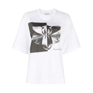 알렉산더맥퀸 포토그래픽 오키드 프린트 티셔츠, 화이트계열, Italy 36(KR 33)