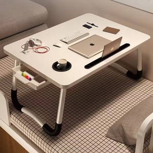 [자세편한] 볼라비 베드 테이블 침대 접이식 트레이 노트북 책상 이동식 미니 탁자, 화이트+화이트