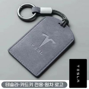 진루이 테슬라 카드키케이스 알칸타라 카드지갑, 원형키홀더, 그레이, 1개