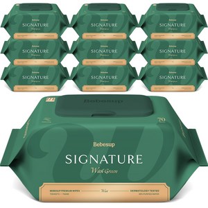 베베숲 시그니처 위드그린 아기물티슈 캡형, 70g, 70매, 10개