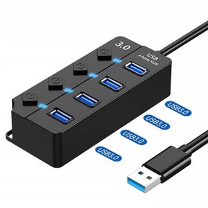 라온 USB 3.0 4포트 허브 개별스위치 RUH-304A