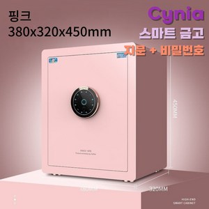 Cynia 예쁘고 튼튼한 가정용 금고 지문인식 비밀번호 소형부터 대형, 45cm, 핑크