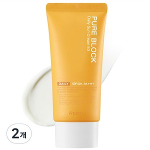 어퓨 퓨어 블록 내추럴 데일리 선크림 이엑스 SPF50 PA++++, 50ml, 2개