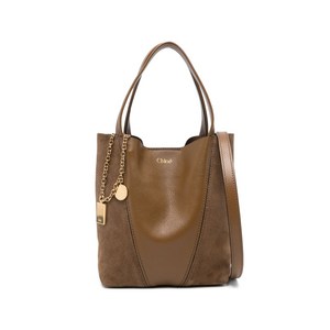 끌로에 스핀 스몰 그레인 레더 토트 백