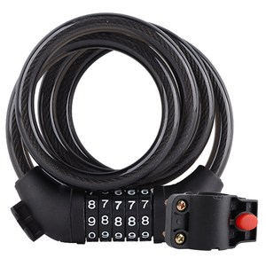 서온리 가볍고 튼튼한 도난 방지 확실한 자전거 열쇠 자물쇠 5단 번호키, 1개, 클리어블랙