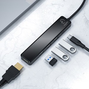 디그딕 USB 타입C 멀티허브 USB3.0+2.0 HDMI PD충전 100W, 블랙