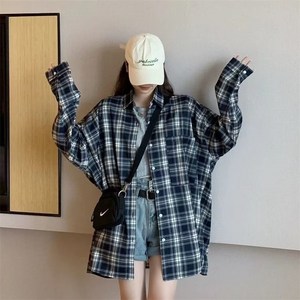 나이스다 여성 빅사이즈 오버핏 체크 셔츠