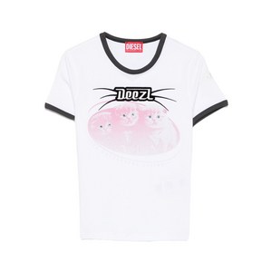 디젤 T-언큐티즈 롱 R13 코튼 티셔츠, 화이트계열, Standard M