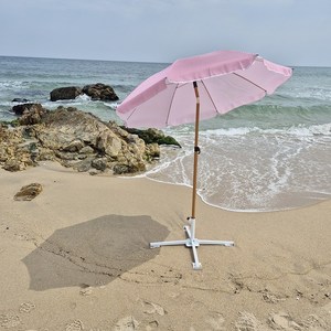 감성 스트라이프 파라솔 바다 해변 계곡 캠핑 그늘막, 스트라이프(레드)+스틸사각받침대+받침대보관가방