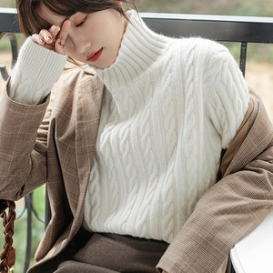 엘에프제트 여성 꽈배기 목폴라 니트티셔츠 하이넥 스웨터