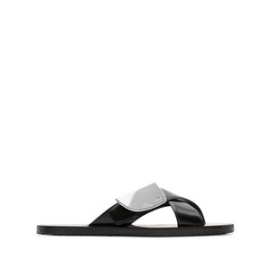 버버리 스트립 실드 가죽 슬라이더 샌들, Europe 41(KR 265), 블랙계열