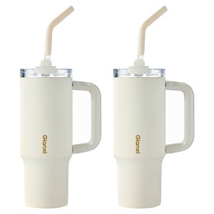 GIANXI 단색 보온보냉병, 1000ml, 아몬드 화이트, 2개