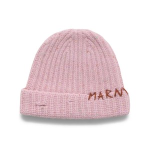 마르니 로고 자수 골지 니트 비니, L(KR 620), 핑크계열