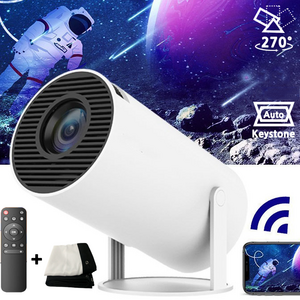 BIKASU 스마트 가정용 미니빔 빔프로젝터 휴대용 캠핑용 빔 프로젝터 180도 회전 초점 초고화질