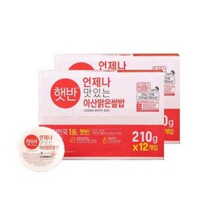 햇반 아산맑은쌀밥 ((210g X 12개입) x 2) CJ 제일제당, 210g, 24개