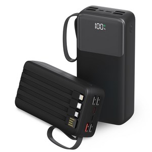 아우스힐 LCD잔량표시 QC 3.0 PD 22.5W 초고속충전 4개 케이블 멀티단자 대용량 보조배터리 30000mAh