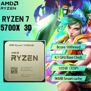 AMD Ryzen 7 5700X3D - R7 5000 시리즈 8 코어 4.1 GHz 소켓 AM4 스레드 CPU 프로세서 선풍기 게임 캐시, 1개