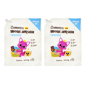 베비언스 유아 세탁세제 베이비파우더향, 2.2L, 2개