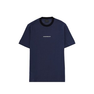 엠포리오아르마니 로고 디테일 코튼 티셔츠, 블루계열, Standard L(KR 100)