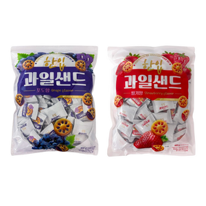 한입 과일 샌드 쿠키 2종 버라이어티 (포도맛 + 딸기맛), 1세트, 1.6kg