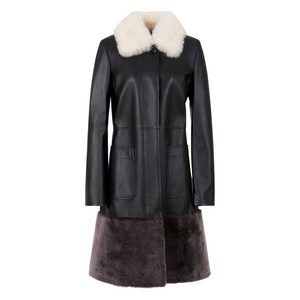 마르니 시어링 헴 레더 코트, 블랙계열+그레이계열, Italy 36(KR 44)