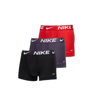 나이키 로고 프린트 복서 브리프 3팩 세트, 레드계열+블랙계열, L