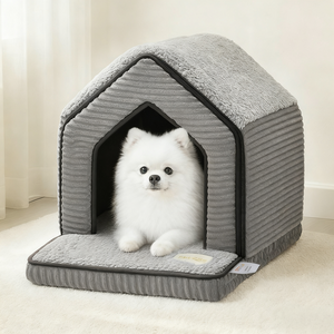 PAWZ Road 반려동물 푹신 베란다 숨숨집 하우스 지퍼형 강아지 고양이 집, 38*46*39cm, 그레이, 1개