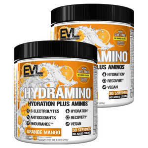 EVLUTIONNUTRITION 하이드로아미노 하이드레이션 플러스 아미노 오렌지 망고 맛, 237g, 2개
