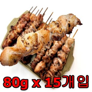 태림 숯불닭꼬치 소금맛 소금구이닭 캠핑 야외 가정용 냉동닭꼬치 1.2kg (80g x 15ea), 1개